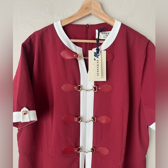 Jessakae grace dress red burgundy white 3X NWT - Picture 9 of 15